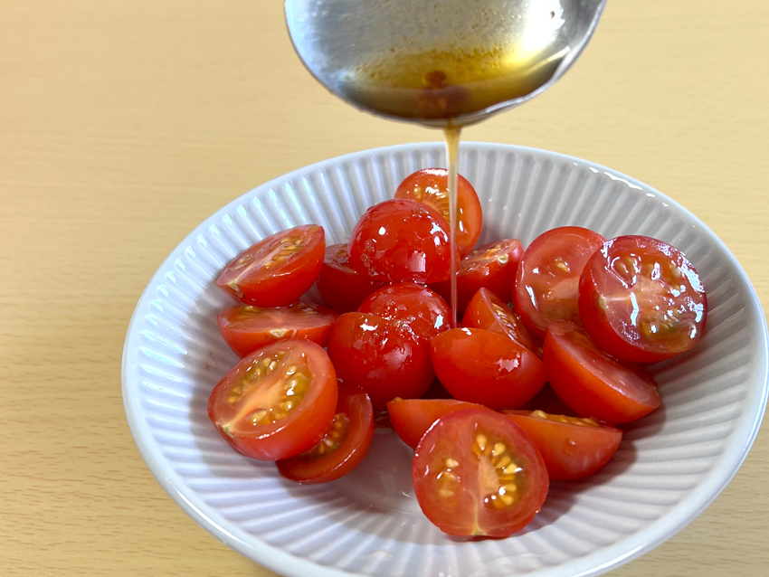 知多半島産ミニトマトと鬼崎海苔のナムル